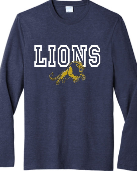 Adult Lions Outline Navy Long Sleeve