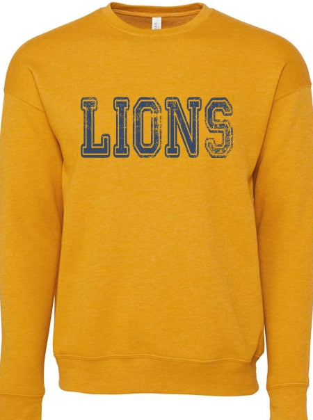 Adult LIONS Grunge H. Mustard Sweatshirt
